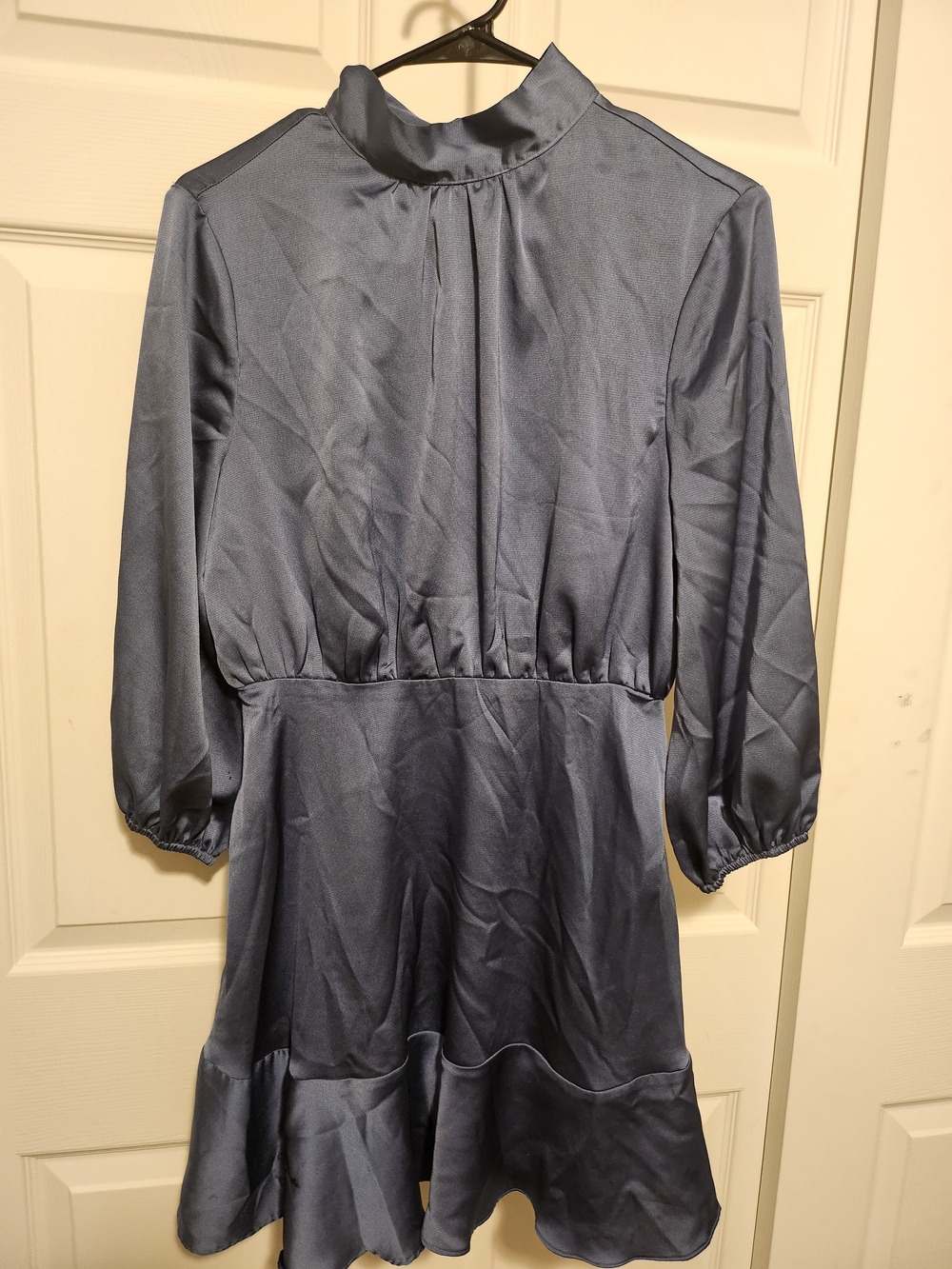 Vici Slate Gray Long Sleeve Ruffle Hem Dress - Picture 5 of 9